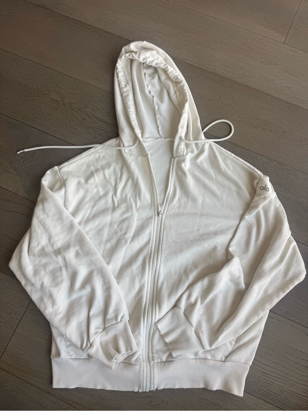 ALO Yoga White Zip-Up Hoodie
